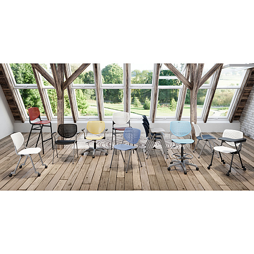 KFI Bar Stool Sky Blue Seat Color - Polypropylene Seat Material - Sky Blue Back Color - Polypropylene Back Material - Powder Coated Black Frame Color - Steel Frame Material - Four-legged Base - 1 Each (CT2300BKP35)