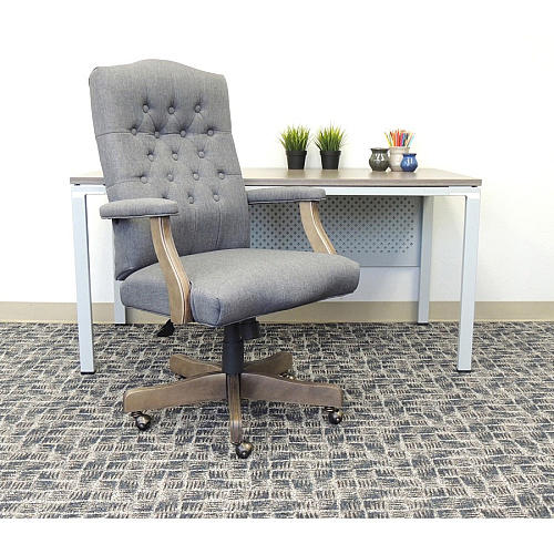 Boss Executive Commercial Linen Chair Slate Gray Seat Color - Linen Seat Material - Slate Gray Back Color - Linen Back Material - Driftwood Frame Color - Mid Back - 5-star Base - Armrest - 1 Each (905DWSG)