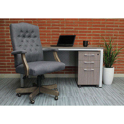 Boss Executive Commercial Linen Chair Slate Gray Seat Color - Linen Seat Material - Slate Gray Back Color - Linen Back Material - Driftwood Frame Color - Mid Back - 5-star Base - Armrest - 1 Each (905DWSG)