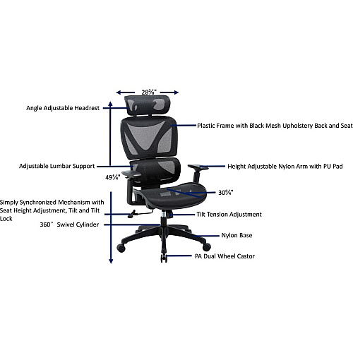Lorell High-back Mesh Chair Black Seat Color - Mesh Seat Material - Black Back Color - Mesh Back Material - Plastic Frame Material - High Back - 5-star Base - Armrest - 1 Each (LLR84396)