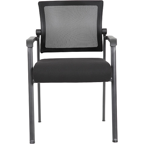 Boss Mesh 4-Legged Guest Chair Black Seat Color - Black Back Color - Mesh Back Material - Tubular Steel Frame Material - Four-legged Base - 1 Carton (B6889BK)
