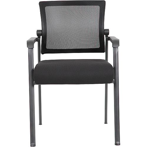 Boss Mesh 4-Legged Guest Chair Black Seat Color - Black Back Color - Mesh Back Material - Tubular Steel Frame Material - Four-legged Base - 1 Carton (B6889BK)