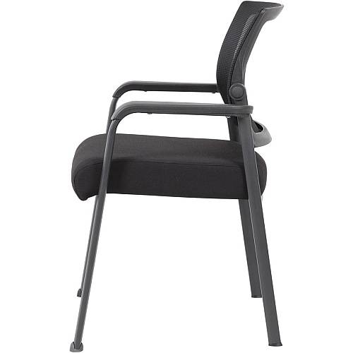 Boss Mesh 4-Legged Guest Chair Black Seat Color - Black Back Color - Mesh Back Material - Tubular Steel Frame Material - Four-legged Base - 1 Carton (B6889BK)
