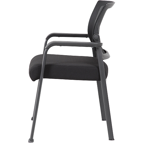 Boss Mesh 4-Legged Guest Chair Black Seat Color - Black Back Color - Mesh Back Material - Tubular Steel Frame Material - Four-legged Base - 1 Carton (B6889BK)