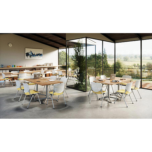 KFI Stacking Chair Polypropylene Seat Material - Polypropylene Back Material - Steel Frame Material - Four-legged Base - Sky Blue, White - 1 Each (2300BKB35S08)