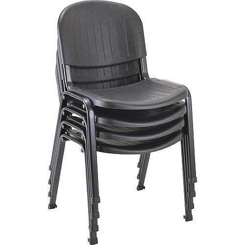 Lorell Low-Back Stack Chairs Polypropylene Seat Material - Polypropylene Back Material - Low Back - Four-legged Base - Black - 4 / Carton (LLR62125)