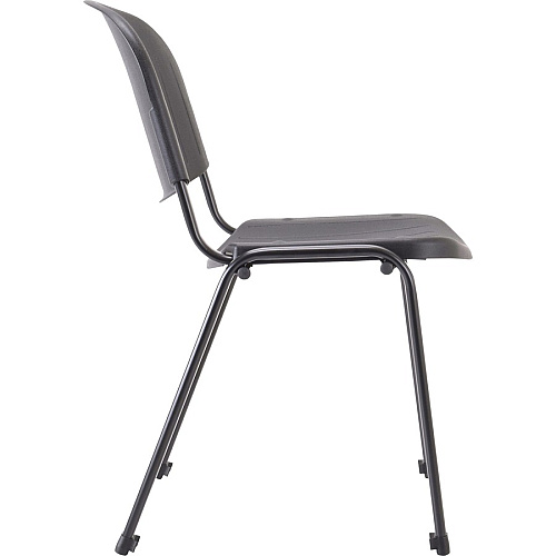 Lorell Low-Back Stack Chairs Polypropylene Seat Material - Polypropylene Back Material - Low Back - Four-legged Base - Black - 4 / Carton (LLR62125)
