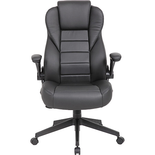 Boss Executive LeatherPlus Chair Black Seat Color - Vinyl Seat Material - Black Back Color - Vinyl Back Material - High Back - 5-star Base - Armrest - 1 Carton (B8551BK)