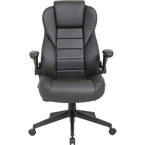 Boss Executive LeatherPlus Chair Black Seat Color - Vinyl Seat Material - Black Back Color - Vinyl Back Material - High Back - 5-star Base - Armrest - 1 Carton (B8551BK)