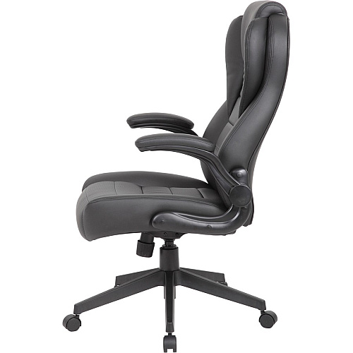 Boss Executive LeatherPlus Chair Black Seat Color - Vinyl Seat Material - Black Back Color - Vinyl Back Material - High Back - 5-star Base - Armrest - 1 Carton (B8551BK)
