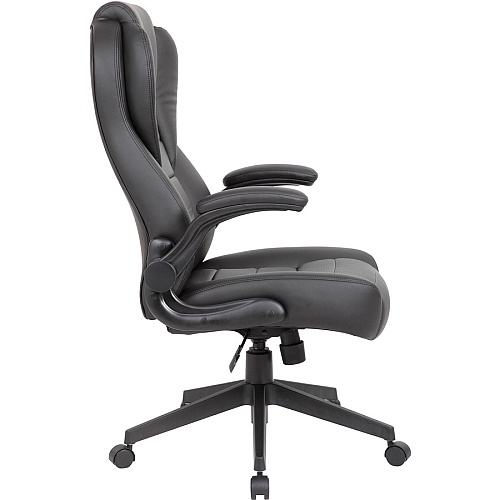 Boss Executive LeatherPlus Chair Black Seat Color - Vinyl Seat Material - Black Back Color - Vinyl Back Material - High Back - 5-star Base - Armrest - 1 Carton (B8551BK)