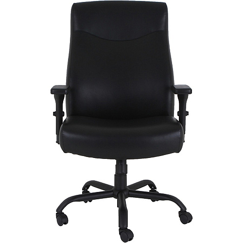 Lorell Big & Tall Executive High-Back Chair With Adjustable Arms Black Seat Color - Bonded Leather Seat Material - Black Back Color - Bonded Leather Back Material - High Back - 5-star Base - Armrest - 1 Each (LLR48846)