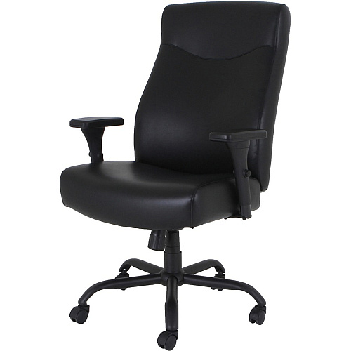 Lorell Big & Tall Executive High-Back Chair With Adjustable Arms Black Seat Color - Bonded Leather Seat Material - Black Back Color - Bonded Leather Back Material - High Back - 5-star Base - Armrest - 1 Each (LLR48846)