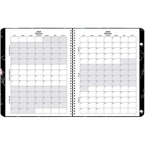 Rediform Watercolor Weekly/Monthly Planner Julian Dates - Weekly, Monthly - 12 Month - January 2026 to December 2026 - 7:00 AM to 5:45 PM - Saturday, 7:00 AM to 8:45 PM - Monday - Friday, Quarter-hourly - 1 Week, 1 Month Double Page Layout - Whi (C958G01)