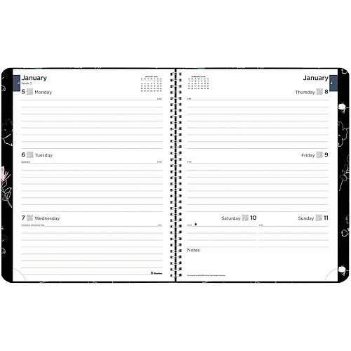 Rediform Watercolor Weekly/Monthly Planner Julian Dates - Weekly, Monthly - 12 Month - January 2026 to December 2026 - 7:00 AM to 5:45 PM - Saturday, 7:00 AM to 8:45 PM - Monday - Friday, Quarter-hourly - 1 Week, 1 Month Double Page Layout - Whi (C958G01)