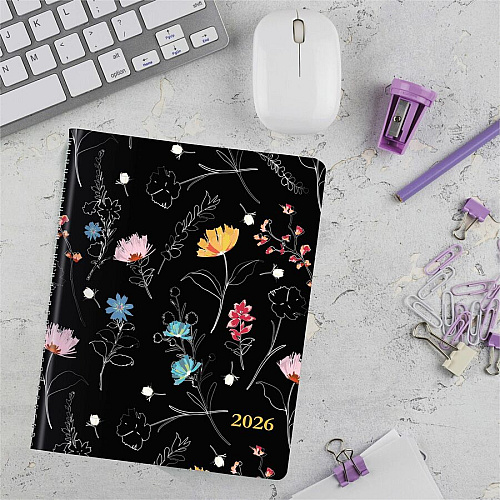 Rediform Watercolor Weekly/Monthly Planner Julian Dates - Weekly, Monthly - 12 Month - January 2026 to December 2026 - 7:00 AM to 5:45 PM - Saturday, 7:00 AM to 8:45 PM - Monday - Friday, Quarter-hourly - 1 Week, 1 Month Double Page Layout - Whi (C958G01)