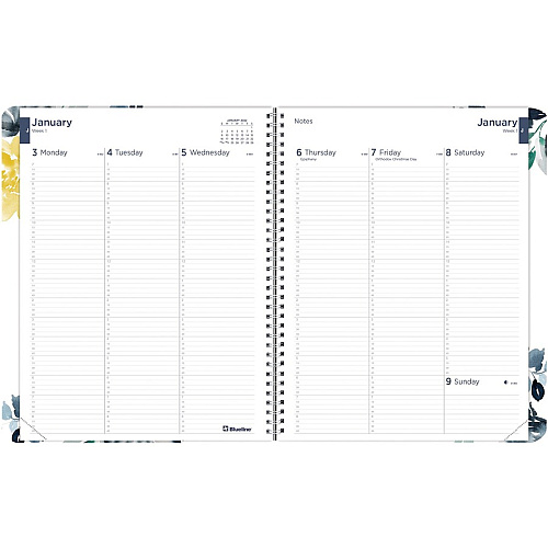 Rediform Watercolor Weekly/Monthly Planner Julian Dates - Weekly, Monthly - 12 Month - January 2026 to December 2026 - 7:00 AM to 5:45 PM - Saturday, 7:00 AM to 8:45 PM - Monday - Friday, Quarter-hourly - 1 Week, 1 Month Double Page Layout - Whi (C958G01)