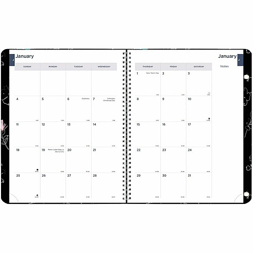 Rediform Watercolor Weekly/Monthly Planner Julian Dates - Weekly, Monthly - 12 Month - January 2026 to December 2026 - 7:00 AM to 5:45 PM - Saturday, 7:00 AM to 8:45 PM - Monday - Friday, Quarter-hourly - 1 Week, 1 Month Double Page Layout - Whi (C958G01)