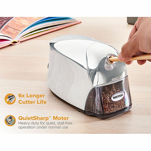 Bostitch QuietSharp Executive Pencil Sharpener 4" Width x 7.5" Depth - 1 Each (EPS8CHROME)