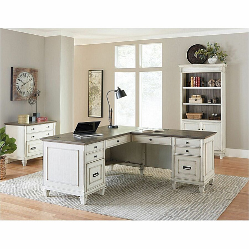 Martin Hartford Bookcase with Lower Doors 78" Height x 40" Width x 14" Depth - 2 Door(s) - 5 Shelve(s) - 3 Adjustable Shelf(ves) - Material: Natural Wood - Finish: Vintage Linen - 1 Each (IMHF4078DW)