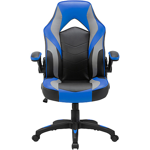 Lorell High-Back Gaming Chair Vinyl, Nylon - Blue, Black, Gray (LLR84395)