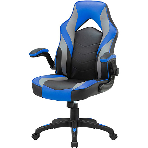 Lorell High-Back Gaming Chair Vinyl, Nylon - Blue, Black, Gray (LLR84395)