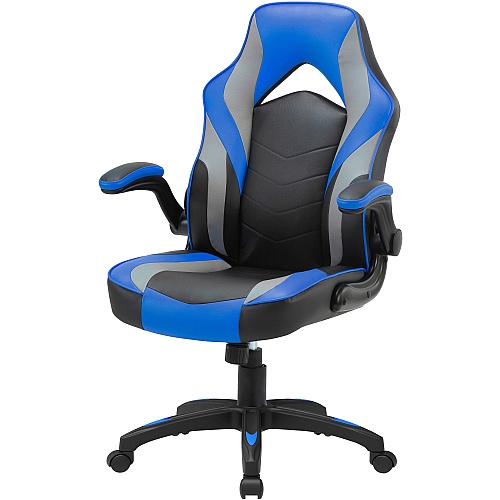 Lorell High-Back Gaming Chair Vinyl, Nylon - Blue, Black, Gray (LLR84395)