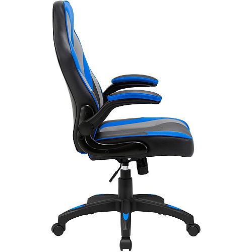 Lorell High-Back Gaming Chair Vinyl, Nylon - Blue, Black, Gray (LLR84395)