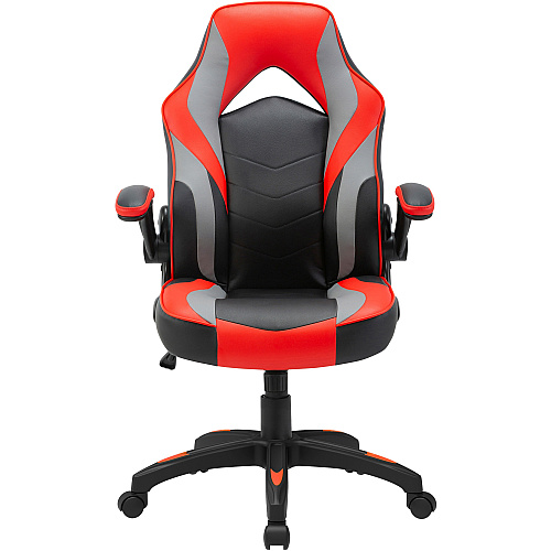 Lorell High-Back Gaming Chair Vinyl, Nylon - Red, Black, Gray (LLR84394)