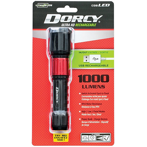Dorcy Ultra 1000 Lumen USB Rechargeable Flashlight With Powerbank (414358)