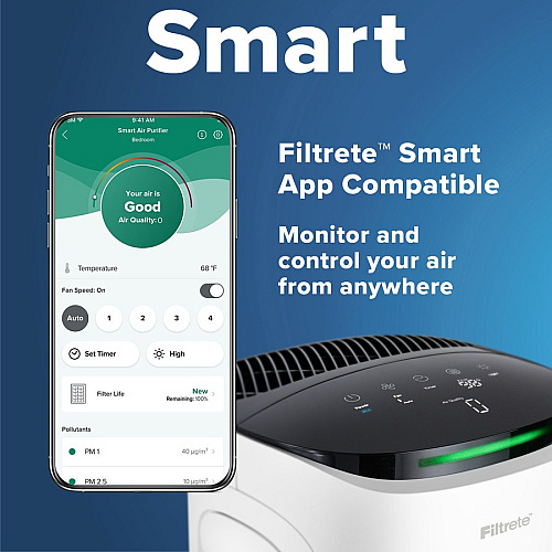 Filtrete Smart Room Air Purifier FAP-ST02, Large Room, White True HEPA - 310 Sq. ft. - White (FAPST02N)