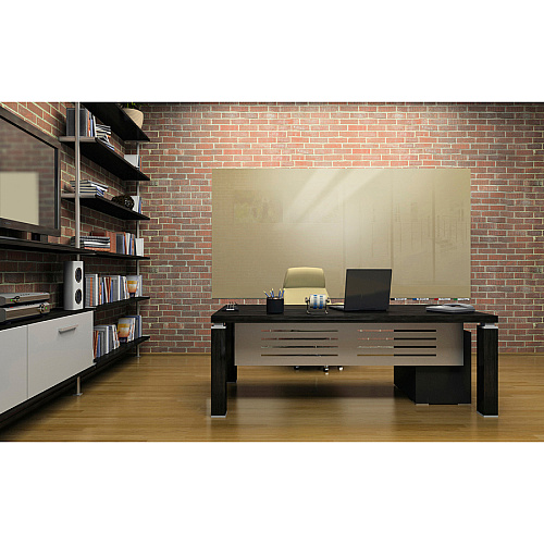 Ghent Magnetic Aria - Horizontal 60" (5 ft) Width x 36" (3 ft) Height - Beige Tempered Glass Surface - Rectangle - Horizontal - Magnetic - Eraser Included - 1 Each (ARIASM35BG)