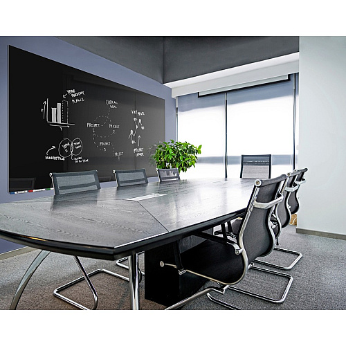 Ghent Magnetic Aria - Horizontal 72" (6 ft) Width x 36" (3 ft) Height - Black Tempered Glass Surface - Rectangle - Horizontal - Magnetic - Eraser Included - 1 Each (ARIASM36BK)