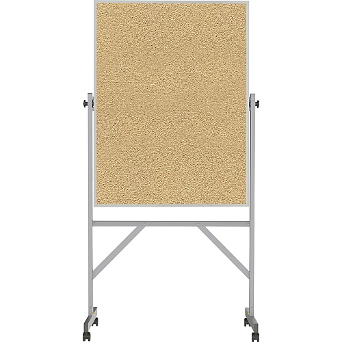 Ghent Bulletin Board 48" Board Height x 36" Board Width - Natural Cork Surface - Durable, Reversible, Wheel, Caster, Portable, Lockable, Mobility, Accessory Tray, Smooth - Silver Aluminum Frame - 78" Height x 41" Width - 1 Carton (ARKK43)
