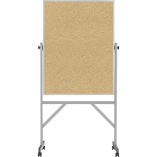 Ghent Bulletin Board 48" Board Height x 36" Board Width - Natural Cork Surface - Durable, Reversible, Wheel, Caster, Portable, Lockable, Mobility, Accessory Tray, Smooth - Silver Aluminum Frame - 78" Height x 41" Width - 1 Carton (ARKK43)