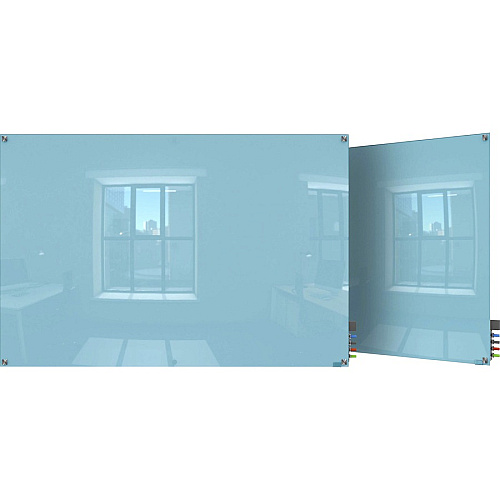 Ghent Harmony Dry Erase Board 36" (3 ft) Width x 24" (2 ft) Height - Tempered Glass Surface - Blue Back - Square - Magnetic - 1 Each (HMYSM23BE)