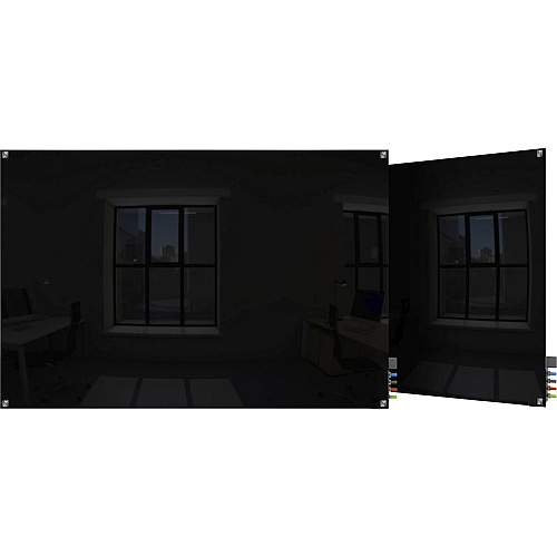 Ghent Harmony Dry Erase Board 48" (4 ft) Width x 36" (3 ft) Height - Tempered Glass Surface - Black Back - Square - Magnetic - 1 Each (HMYSM34BK)