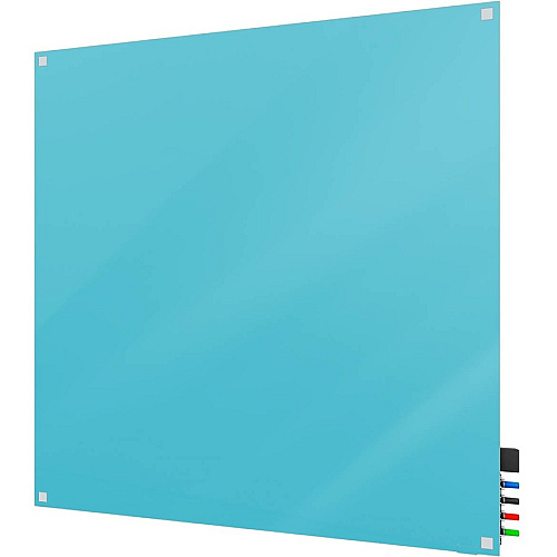 Ghent Harmony Dry Erase Board 48" (4 ft) Width x 48" (4 ft) Height - Tempered Glass Surface - Blue Back - Square - Magnetic - 1 Each (HMYSM44BE)
