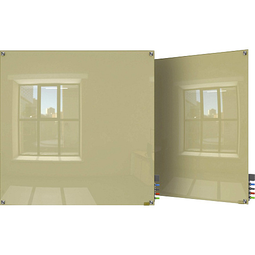 Ghent Harmony Dry Erase Board 48" (4 ft) Width x 48" (4 ft) Height - Tempered Glass Surface - Beige Back - Square - Magnetic - 1 Each (HMYSM44BG)