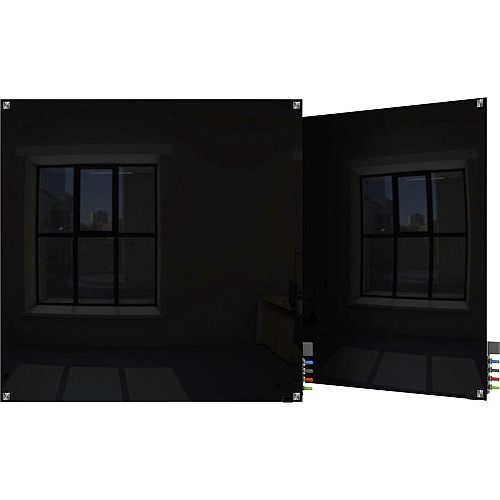 Ghent Harmony Dry Erase Board 48" (4 ft) Width x 48" (4 ft) Height - Tempered Glass Surface - Black Back - Square - Magnetic - 1 Each (HMYSM44BK)