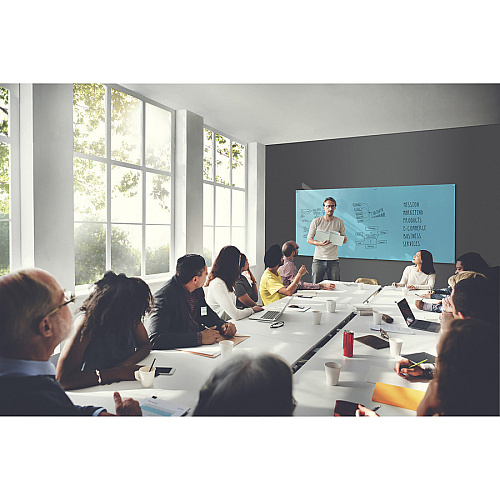 Ghent Harmony Dry Erase Board 72" (6 ft) Width x 48" (4 ft) Height - Tempered Glass Surface - Blue Back - Square - Magnetic - 1 Each (HMYSM46BE)