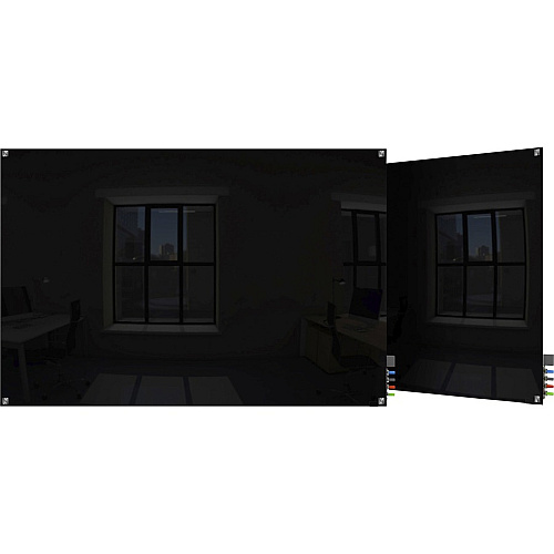 Ghent Harmony Dry Erase Board 72" (6 ft) Width x 48" (4 ft) Height - Tempered Glass Surface - Black Back - Square - Magnetic - 1 Each (HMYSM46BK)