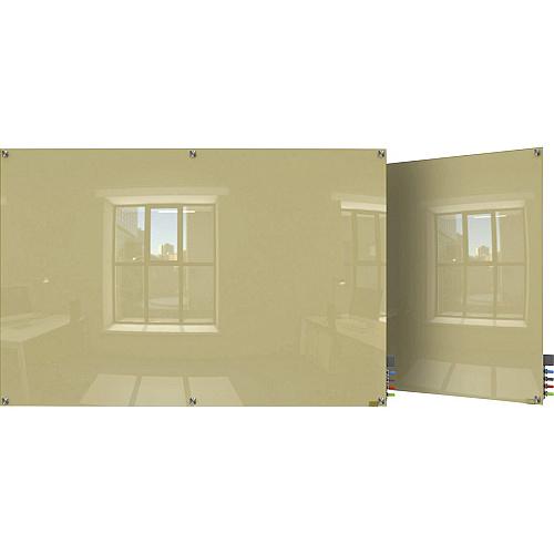 Ghent Harmony Dry Erase Board 96" (8 ft) Width x 48" (4 ft) Height - Tempered Glass Surface - Beige Back - Square - Magnetic - 1 Each (HMYSM48BG)