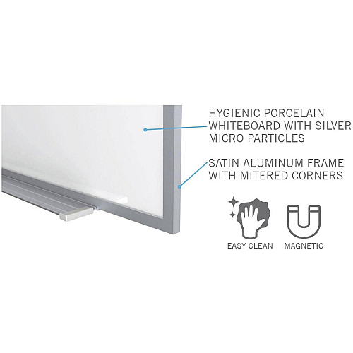 Ghent Hygienic Porcelain Whiteboard with Aluminum Frame 36" (3 ft) Width x 24" (2 ft) Height - White Porcelain Steel Surface - White Anodized Aluminum Frame - Magnetic - 1 Each (M4231)