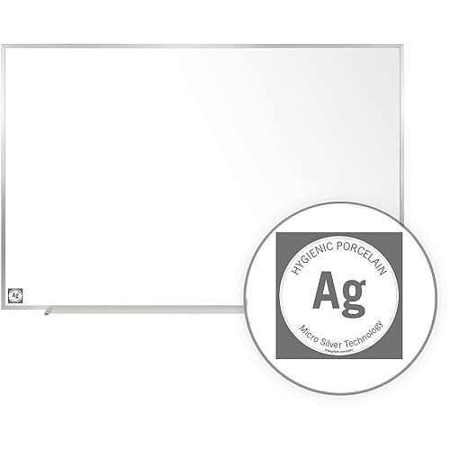 Ghent Hygienic Porcelain Whiteboard with Aluminum Frame 48" (4 ft) Width x 48" (4 ft) Height - White Porcelain Steel Surface - White Anodized Aluminum Frame - Magnetic - 1 Each (M4444)