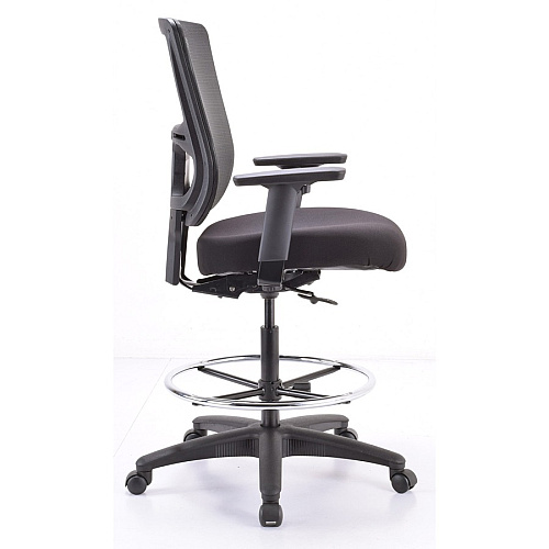 Eurotech Apollo II Extended Height Stool 5-star Base - Black - Armrest - 1 Each (EHS5499)