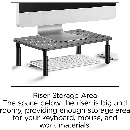 Lorell Height-Adjustable Device Stand 44 lb Load Capacity - 5.50" Height x 9.25" Width x 14.50" Depth - Desktop - Steel - Black (LLR18329)