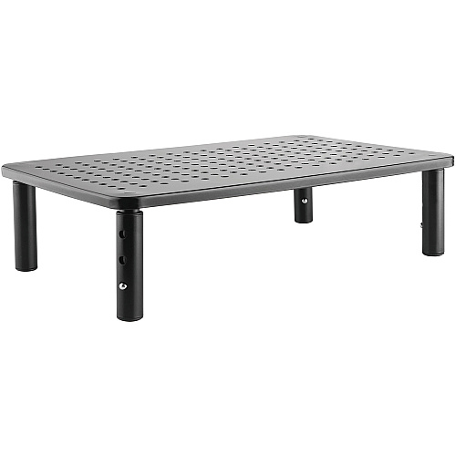 Lorell Height-Adjustable Device Stand 44 lb Load Capacity - 5.50" Height x 9.25" Width x 14.50" Depth - Desktop - Steel - Black (LLR18329)
