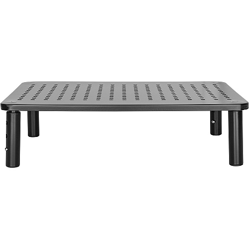 Lorell Height-Adjustable Device Stand 44 lb Load Capacity - 5.50" Height x 9.25" Width x 14.50" Depth - Desktop - Steel - Black (LLR18329)