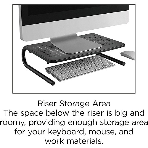 Lorell Monitor/Laptop Stand 20 lb Load Capacity - 5.50" Height x 14.50" Depth - Desktop - Steel - Black - For Monitor, Notebook - Ventilated, Rubber Pad, Non-skid (LLR18330)